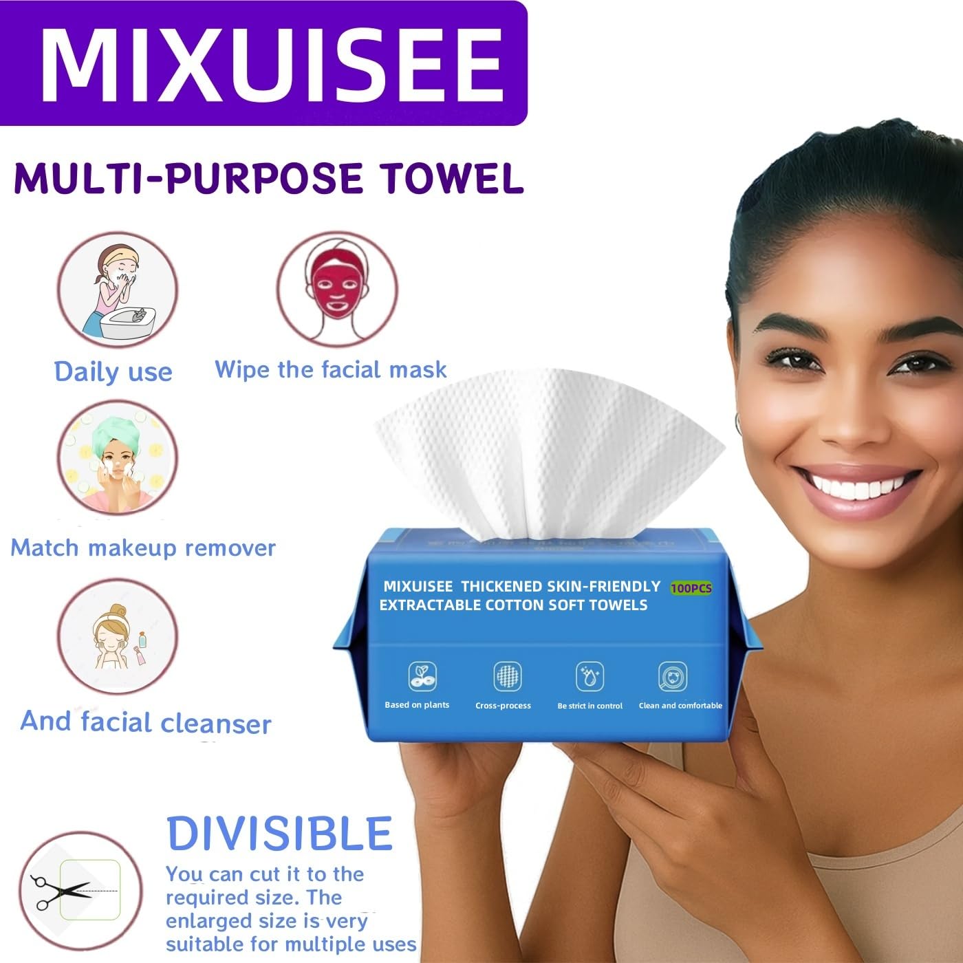 Thick & Soft Disposable Face Towels - 100% Cotton Facial Cloths for Makeup Removal | 300 Pieces