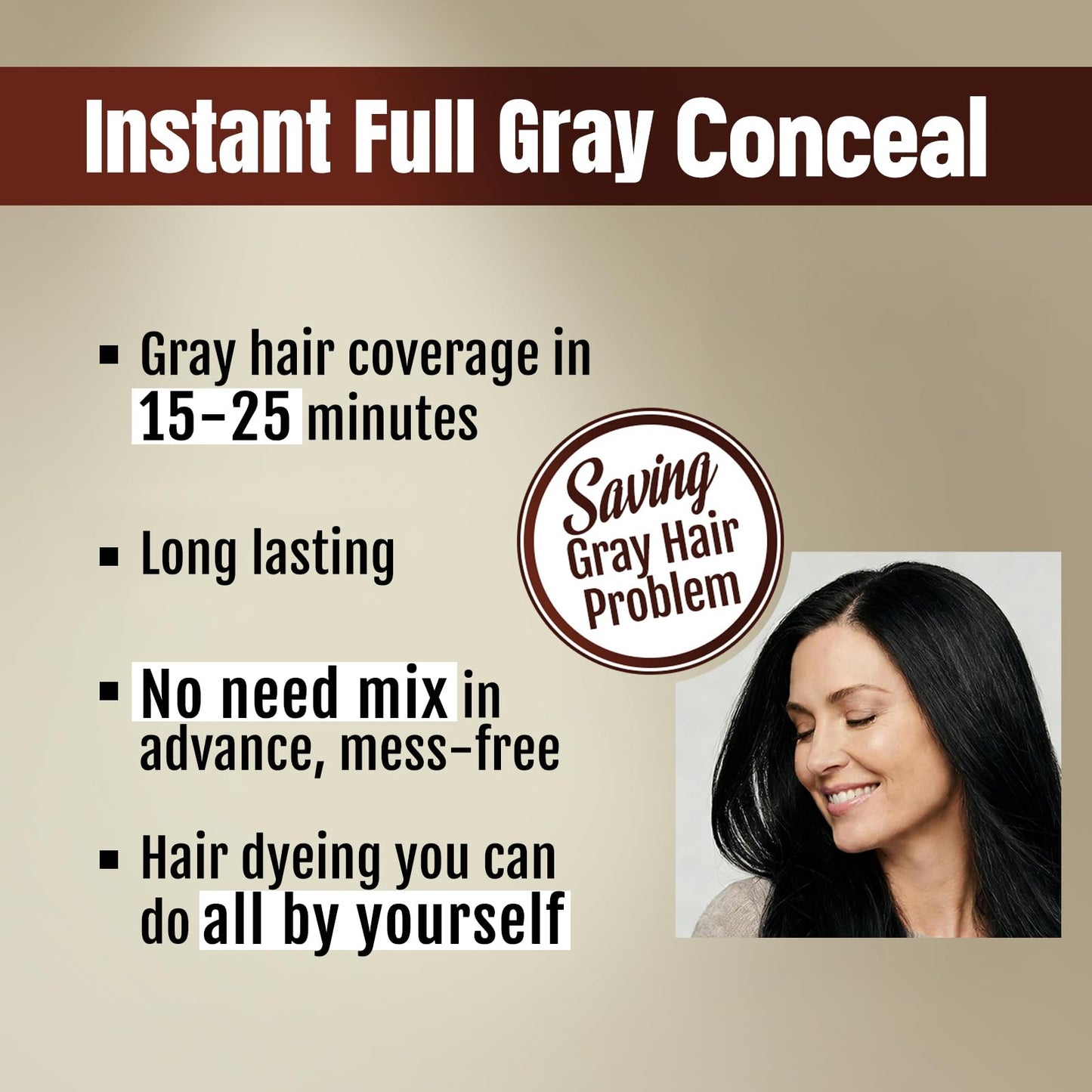 BOJICA 3 in 1 Black Hair Dye Shampoo for Gray Hair | Instant Full Gray Coverage, 3-4 Weeks Lasting, Includes Cape & Gloves(16.9 Fl oz)
