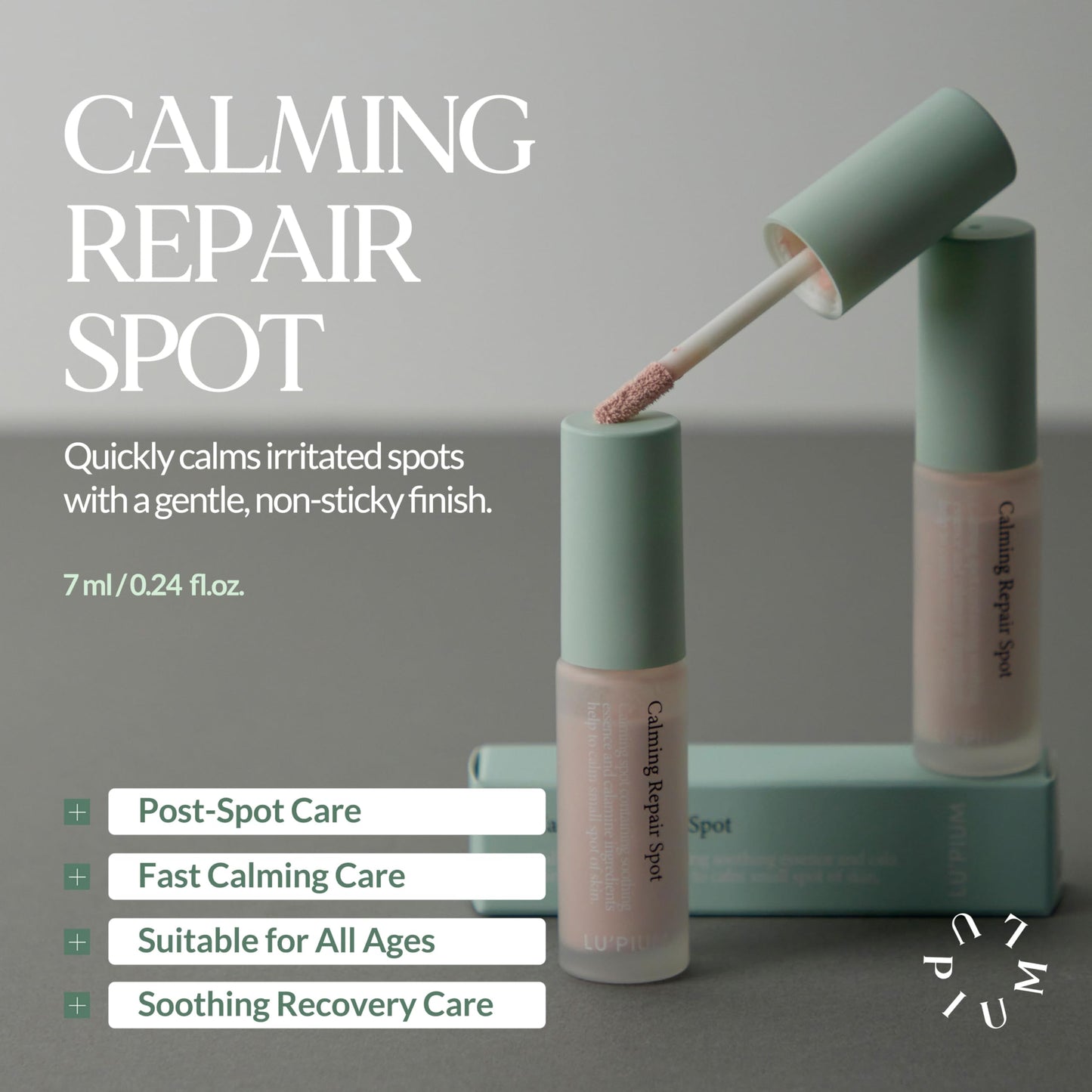 LU'PIUM Calming Repair Spot – Acne Spot Treatment for Sensitive Skin, Vegan Soothing & Oil Control with Salicylic Acid, Calamine & Sulfur, Cica Complex, Clean Korean Skincare (7ml 0.24 fl. oz.)