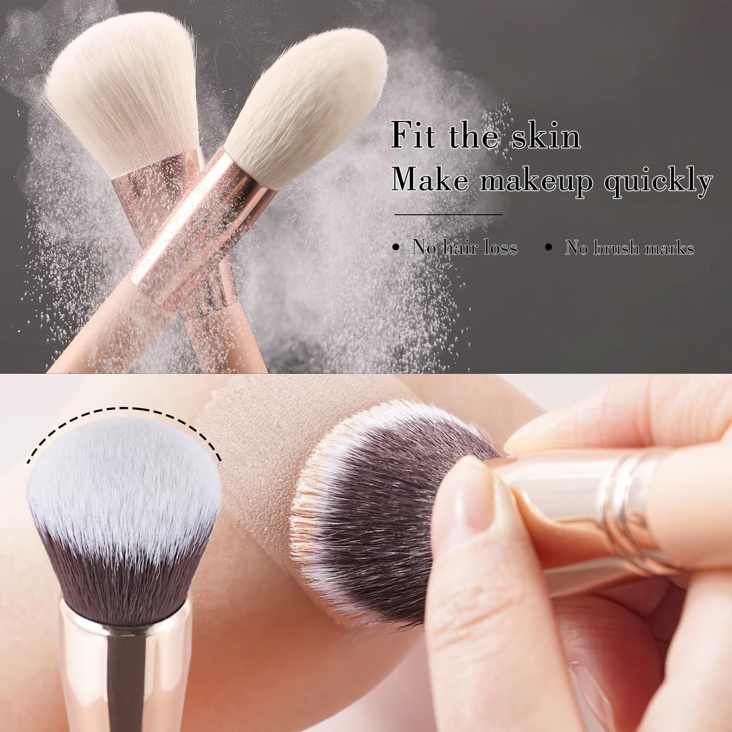BEILI Makeup Brushes 28pcs Pink Makeup Brush Set Premium Goat Synthetic Kabuki Foundation Blending Brush Face Powder Blush Concealers Eye Shadows Make Up Brush Set(Pink/Rose Gold)