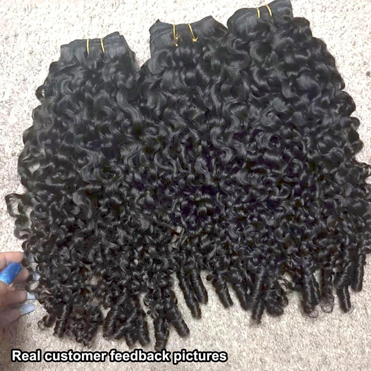 Burmese Curly Human Hair Bundles - 12 Inch Unprocessed Raw Hair Extensions | Natural Color Spiral Curly Weft