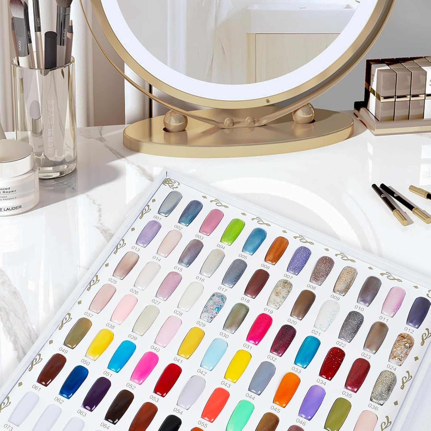 Nail Display Chart - 216 Colors Gel Polish Organizer with 240 False Nail Tips | Silver, 2 Pack