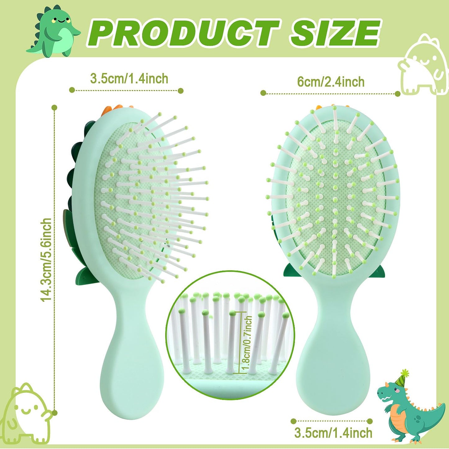 mini hair brush for kids, small toddler Hairs Brush, travel hair brush for Boys and Girls Baby ，Detangler Brush for Wet or Dry Thick or Curly Natural Straight (green)