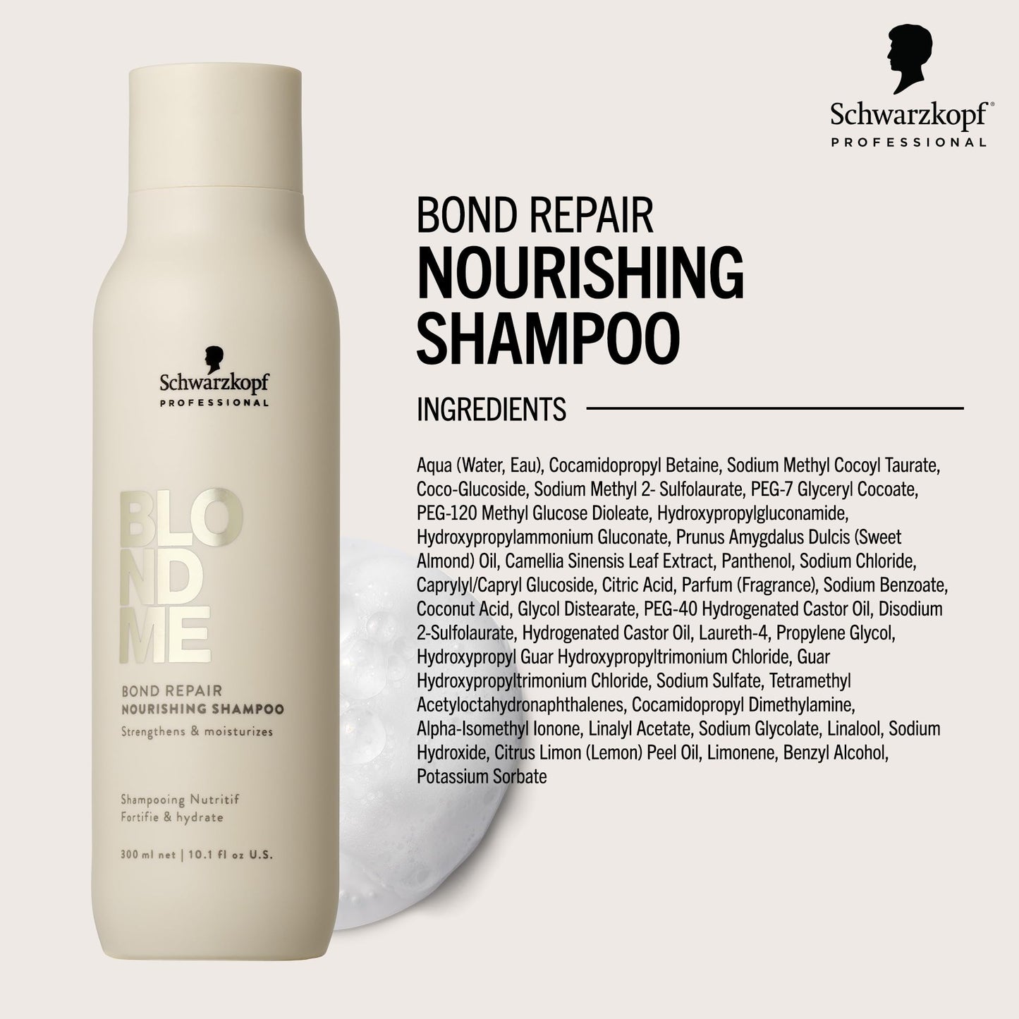 BlondMe Bond Repair Nourishing Shampoo for Blonde Hair, 10.1 Fl Oz | Adds Moisture and Softness | Strengthens, Repairs, & Prevents Breakage |For Blonde, Lightened, & Grey Hair