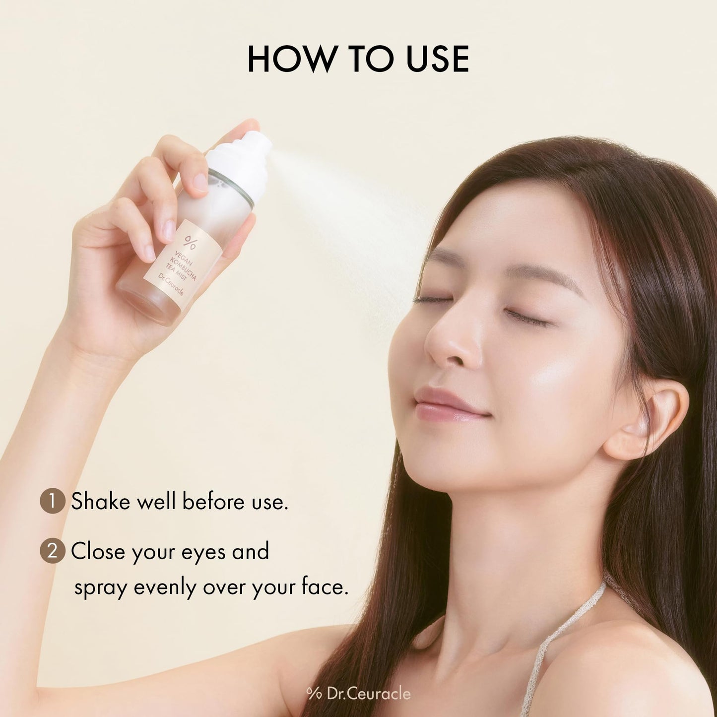 Dr.Ceuracle Vegan Kombucha Tea Mist - Hydrating Face Mist, Portable Milky Spray Serum, Korean Skincare for Stocking Stuffers (80 ml / 2.70 fl. oz.)
