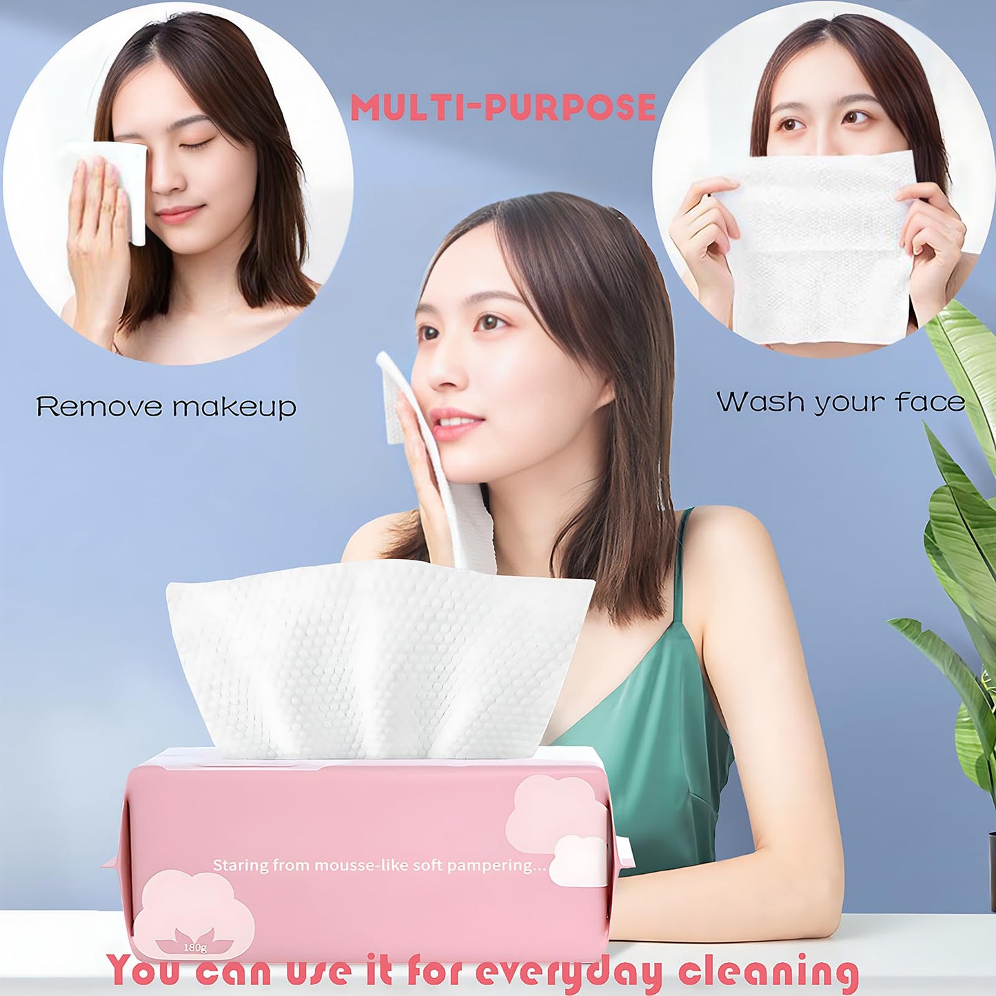 Cayxenful Disposable Face Towel Face Cloths for Washing Soft Cotton Dry Wipes Facial Cloths Towelettes for Washing and Drying, 400 Count Facial Tissue for Cleansing, Skincare and Makeup Remover