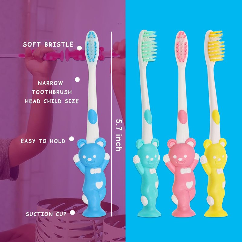 Gisdo 200pcs Bulk Disposable Kid Toothbrushes Individually Wrapped, Toothbrushes Kids Toothbrush for Age 2+ Children Toothbrush, Boys Girls Toothbrush(4 Colors)