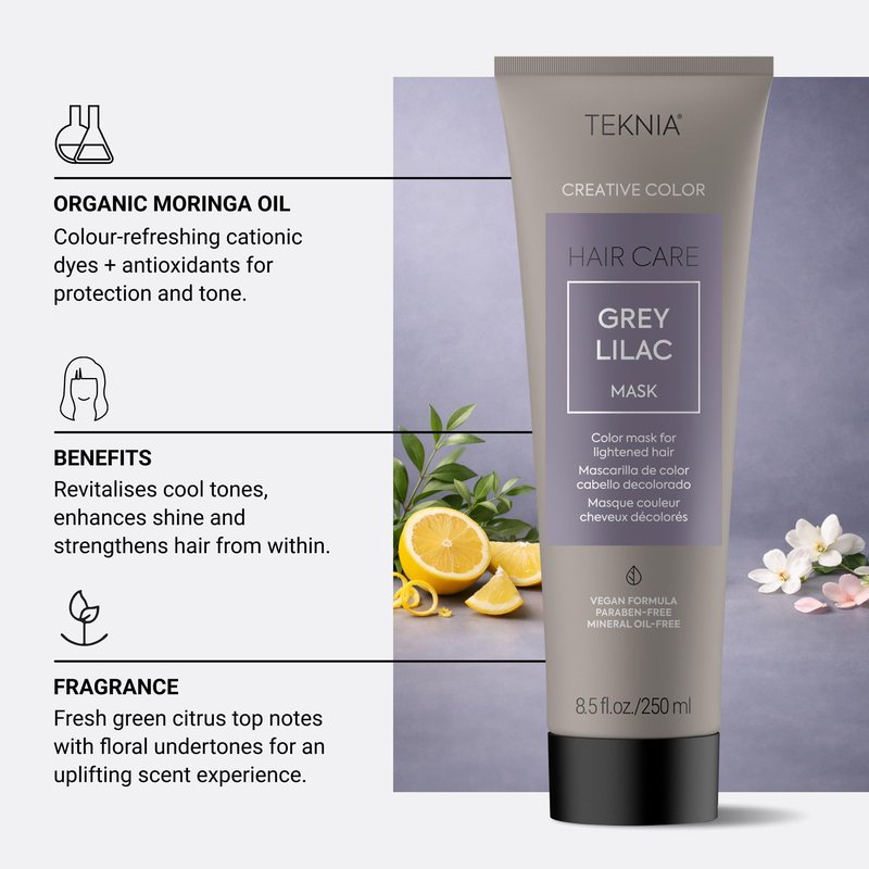 Lakmé Teknia Grey Lilac Creative Color Hair Mask, Color Depositing Conditioner for Lightened Hair, 8.5 Fl Oz