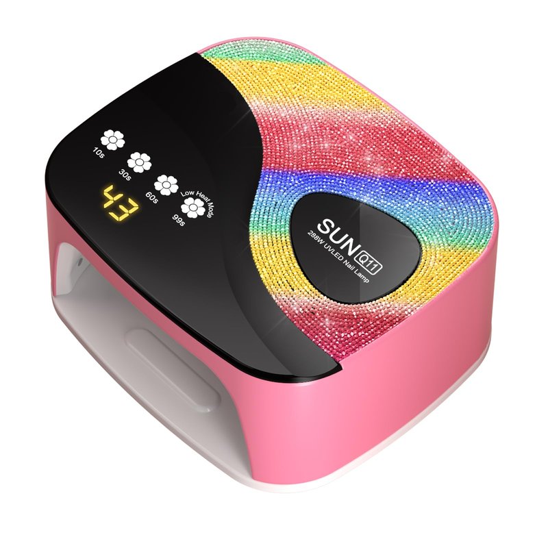 SUNX11 Rhinestone uv Nail Lamp - LED UV Gel Nail Dryer with Rainbow Crystal Design, 3-Second Quick Dry, Touch Screen, Detachable Base, 4 Timer Settings, for Fingernails & Toenails