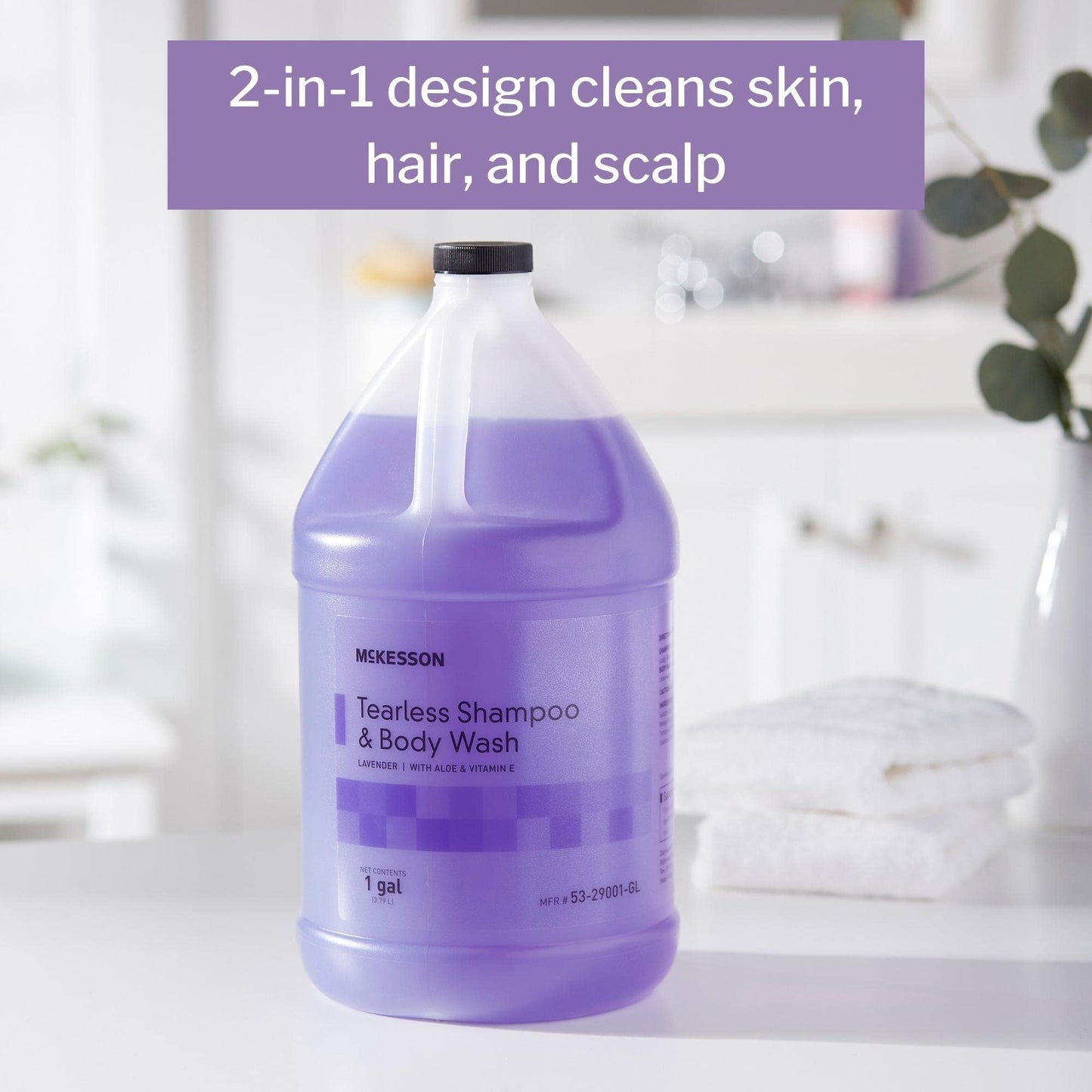 McKesson Shampoo and Body Wash with Aloe & Vitamin E, 1 Gallon [Pack of 1] Bulk, Refill, Tearless, Lavender