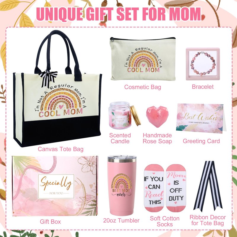 IANFEPH Best Mom Ever Gifts Mothers Day from Daughter Son Birthday Thank You Gift Basket for Mother in Law, Women, New Mom Valentines Gift Box for Wife from Husband with Canvas Tote Bag Tumbler Sock