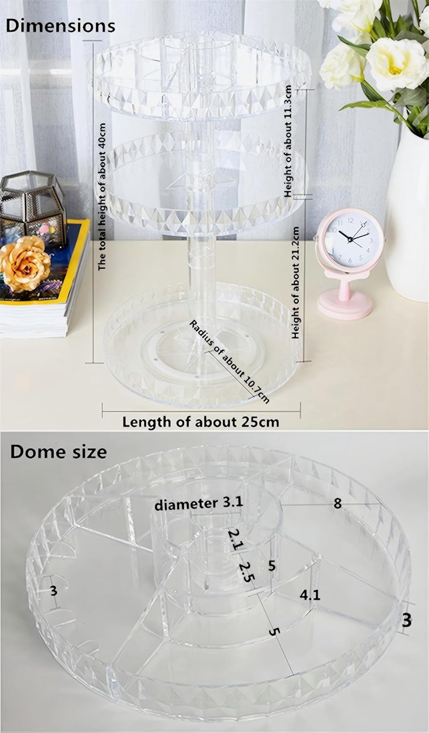 Diamond Pattern Perfume Organizer - 360° Rotating Acrylic Cosmetic Storage Box | Desktop Skincare Dresser