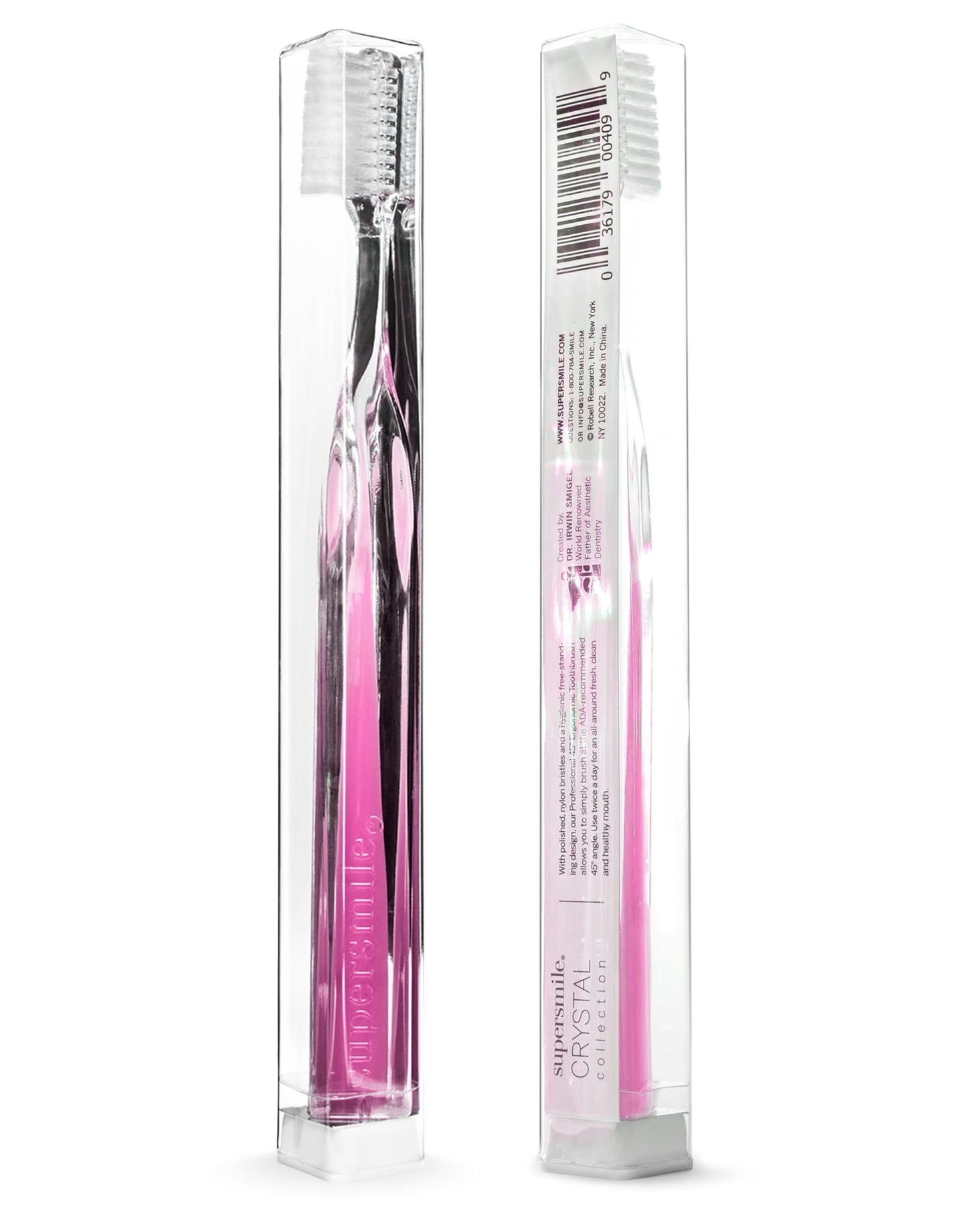 Supersmile Crystal Collection Toothbrush, Pink Diamond, Manual Toothbrush, Patented 45° Angled Soft Bristle Toothbrush with Dupont® Bristles, Ergonomic Handle for Sensitive Teeth, Safe for Veneers