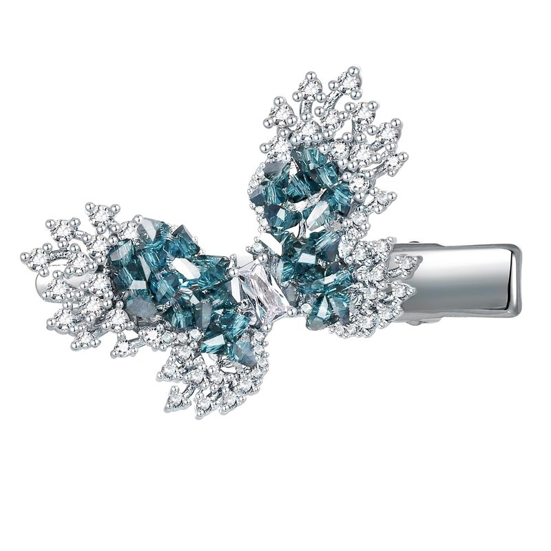 Butterfly Hair Clip for Women, SHE'S FREE STYLE JUST FOR YOU Handmade Embroidered Crystals & Hand Dripping Oil Leaves Side Clip, Original Hair Clips for Women, Luxurious Butterfly Hair Accessory