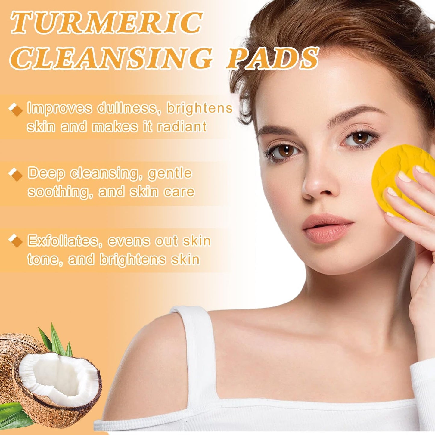 4Pcs Turmeric Skincare Set - Facial Wash, Cleansing Mousse, Soap & Exfoliating Pads for Face and Body, Turmeric Trio Cleansing and Exfoliating Care