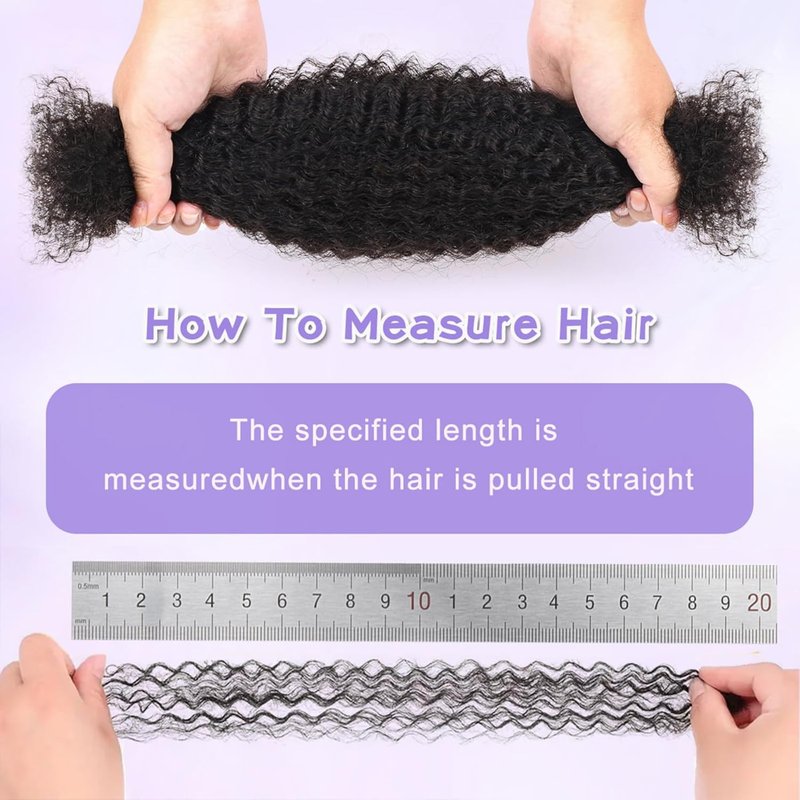 Kinky Curly Human Hair for Braiding - Soft 4C Afro Bulk Extensions | Natural Black 16 Inch (1B, 35g/Pack)
