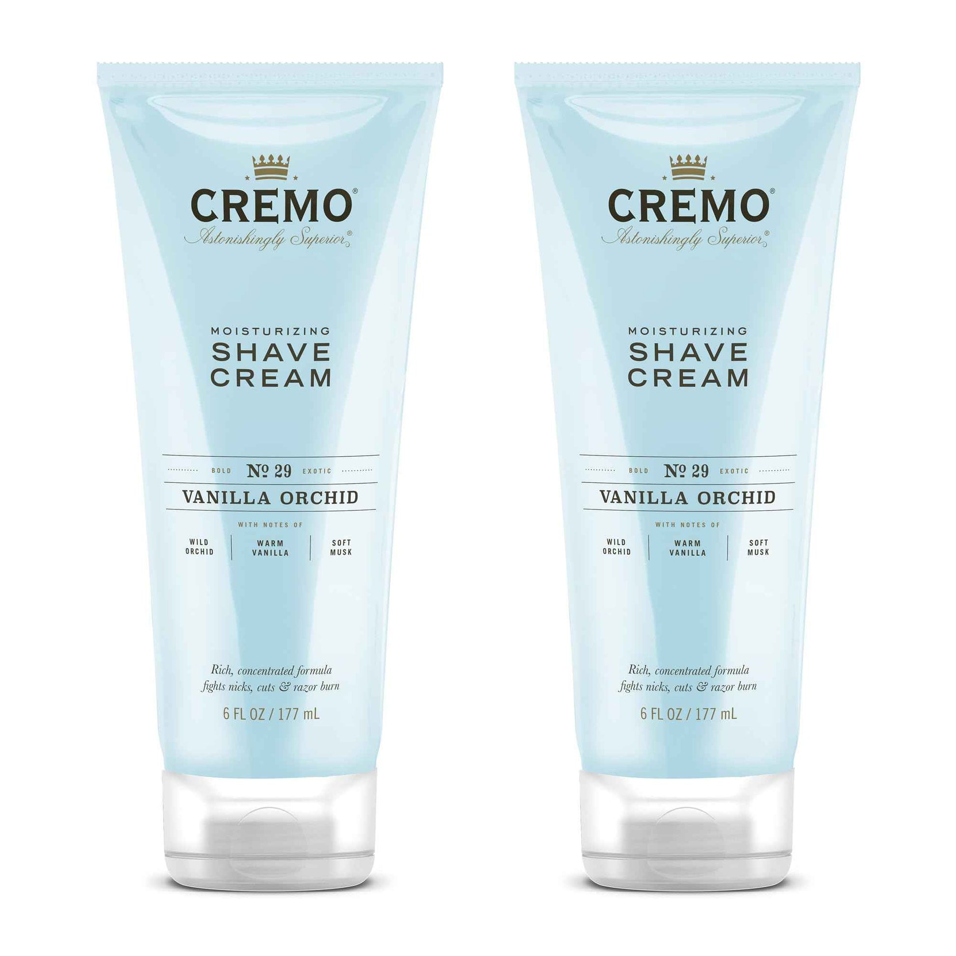 Cremo Womens Shaving Cream Sensitive Skin, Moisturizing, Vanilla & Orchid, Ultra-Slick Shave Cream for Women, Fights Nicks, Cuts and Razor Burn, 6 Fl Oz (Pack of 2)