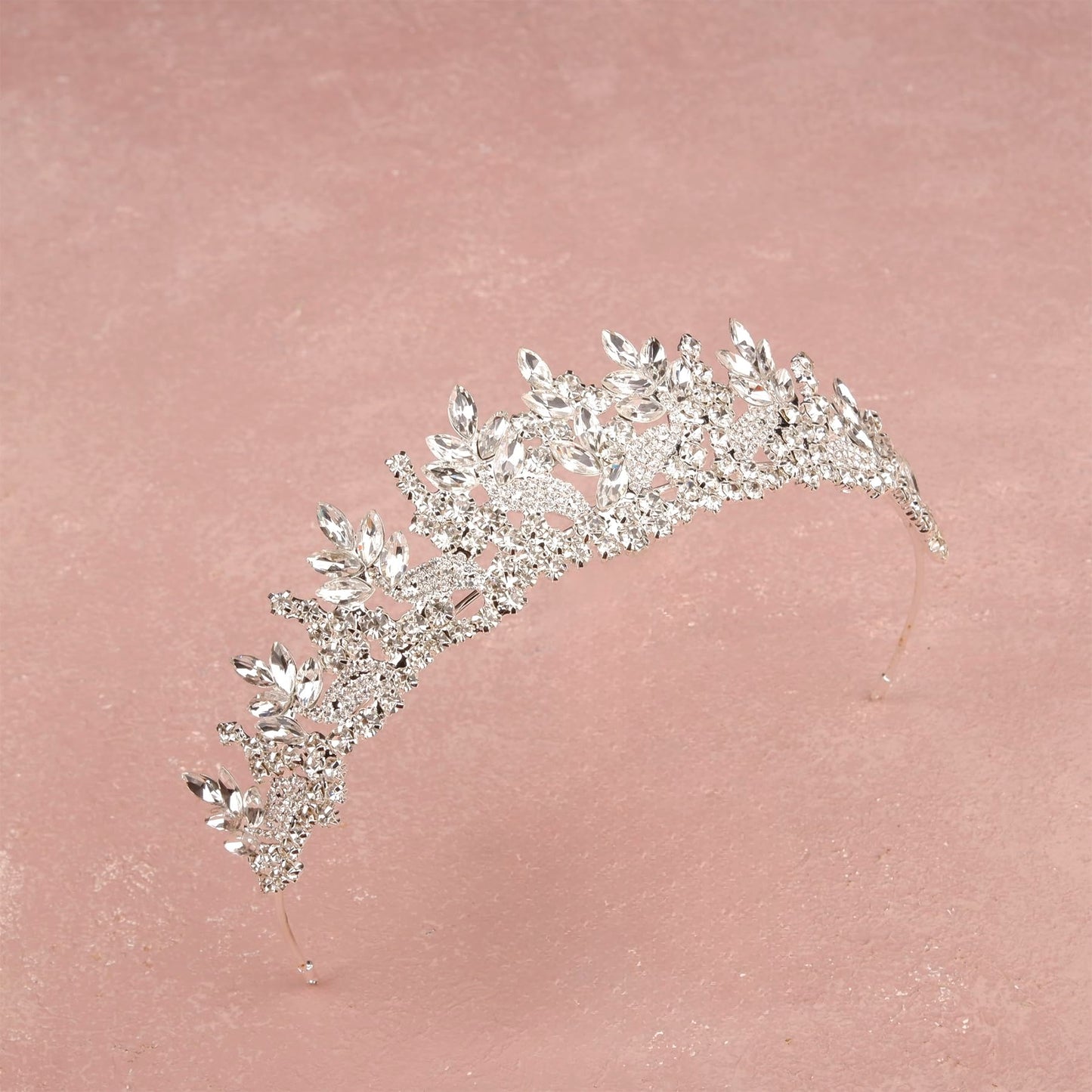 LIMELIA Women's Tiara for Henna Wedding Party|Glitter Hair Accessories for Bridal Birthday Pageant Prom Halloween Costume Christmas Party, Princess Crown|Crystal Stone-Silver