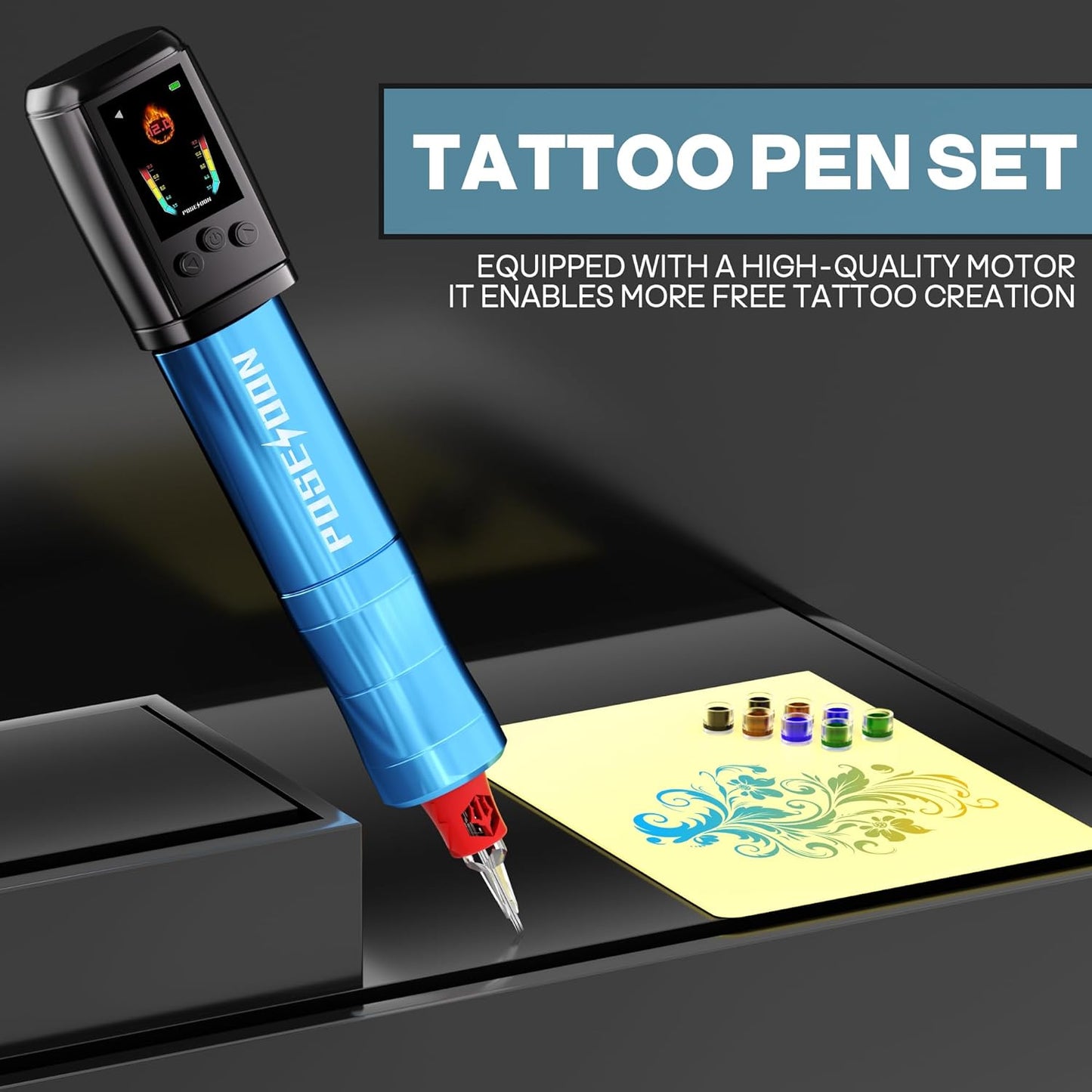 Tattoo Gun Kit - Cordless Tattoo Machine with Color Display & 20 Cartridges | Complete Beginner Set