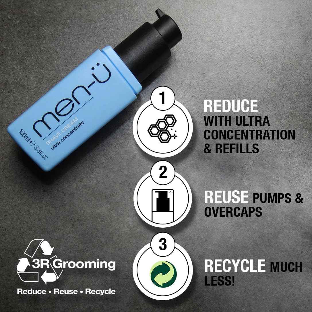 men-ü High-Performance Shaving Cream w/UP TO 165 SHAVES, mens shaving cream with Long Lasting/Ultra-Concentrate Formula with Tea Tree oil/Lubricants & Moisturisers, shaving cream mens 3.3 fl oz.…