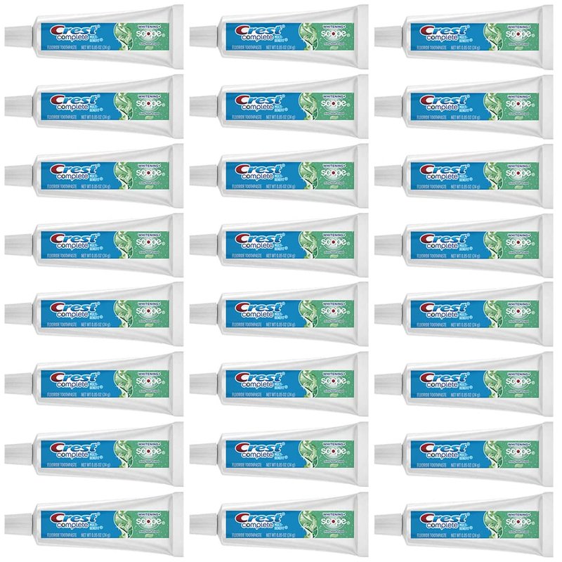 Crest Complete Whitening Scope Minty Toothpaste, Travel Size 0.85 Oz, (24g) - Pack of 24