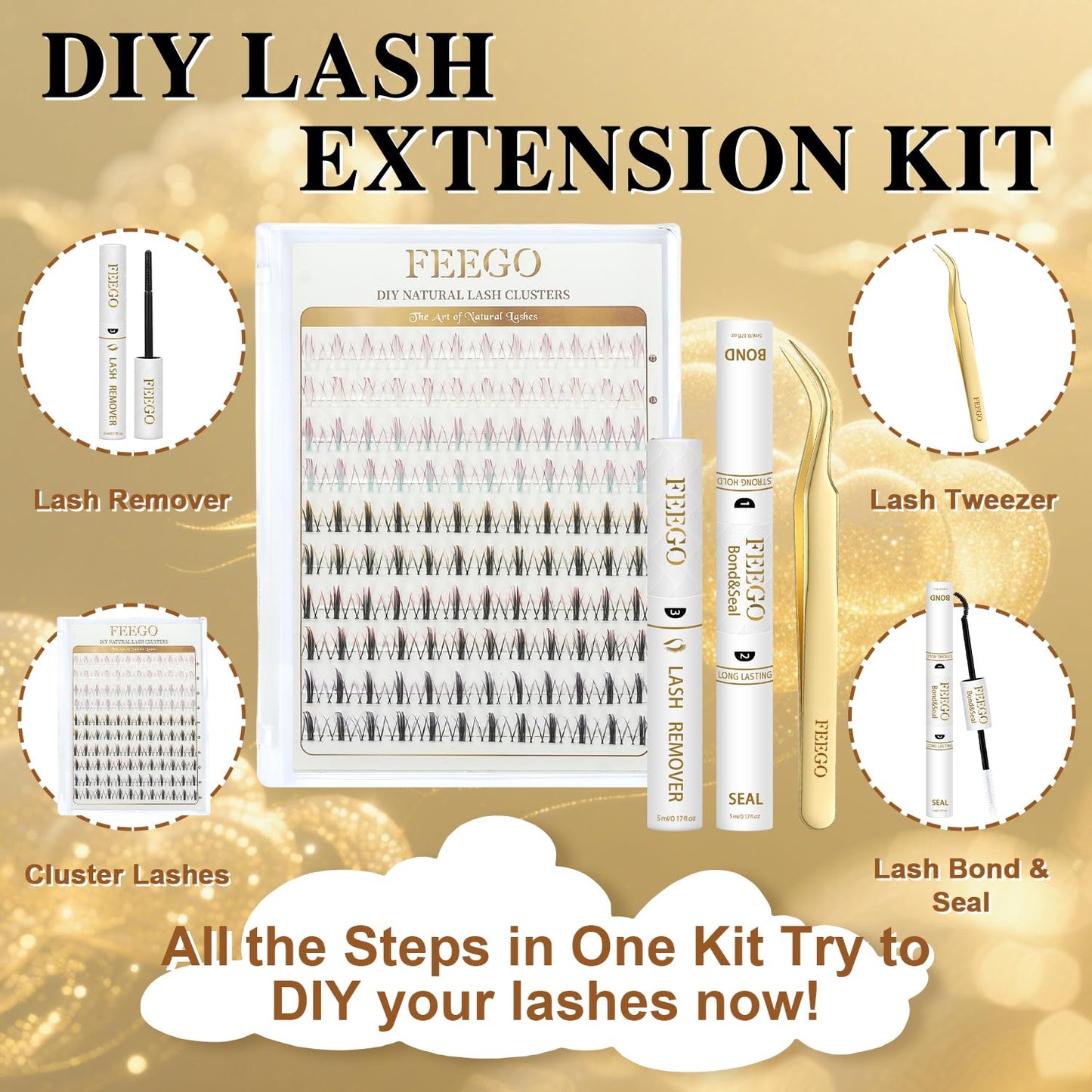 Gradient Color Cloud 100pcs False Eyelashes | 5 Stunning Gradient Styles with Adhesive & Tweezers