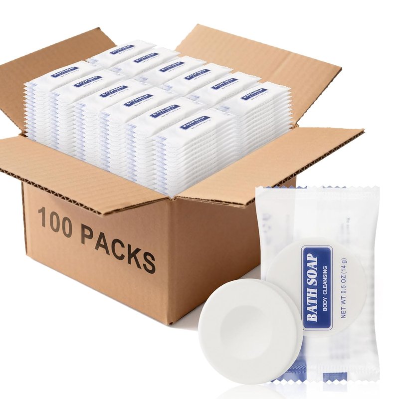 Travel Size Soap Bars - 0.5 oz Individually Wrapped Face & Body Cleanser | Perfect for Hotels & Vacations (100 Count)