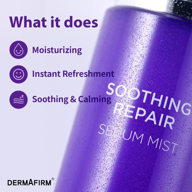 Dermafirm Soothing Repair Facial Serum Hydrating Mist R4 | Face Mist Hydrating Spray for Dark Spots w/Eucalyptus, Peptide & Collagen | Gentle for All Skin Types No Animal Trials No Paraben 3.38 fl oz