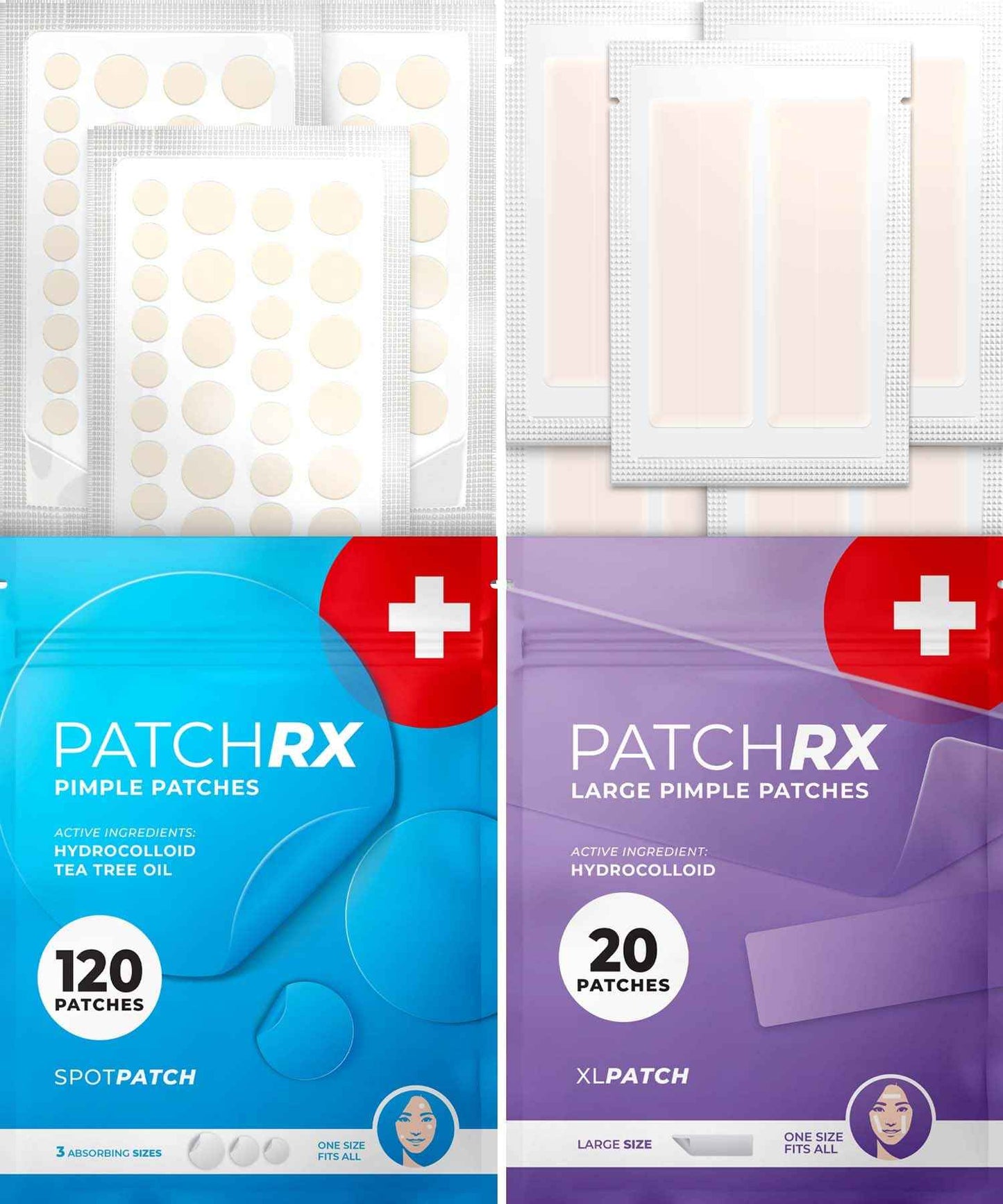 KEYCONCEPTS PatchRx Pimple Patches Bundle - + Pimple Stickers for Face + Large Pimple Patches