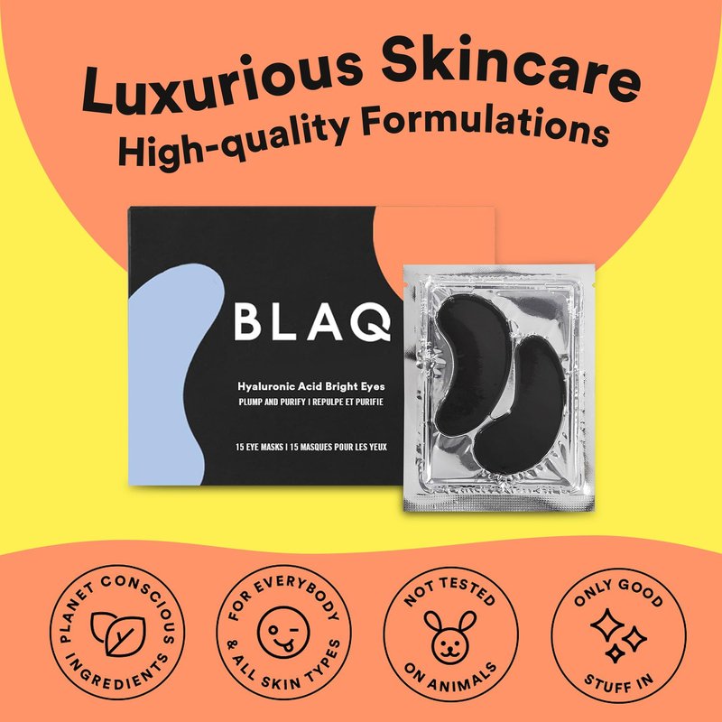 BLAQ Snow Circles Premium Under Eye Hydrating Patches for Dry Skin, Dark Circles and Puffiness. Snow Mushroom, Green Tea, Marine Algae, Vegan and Cruelty-Free, 15-Pack