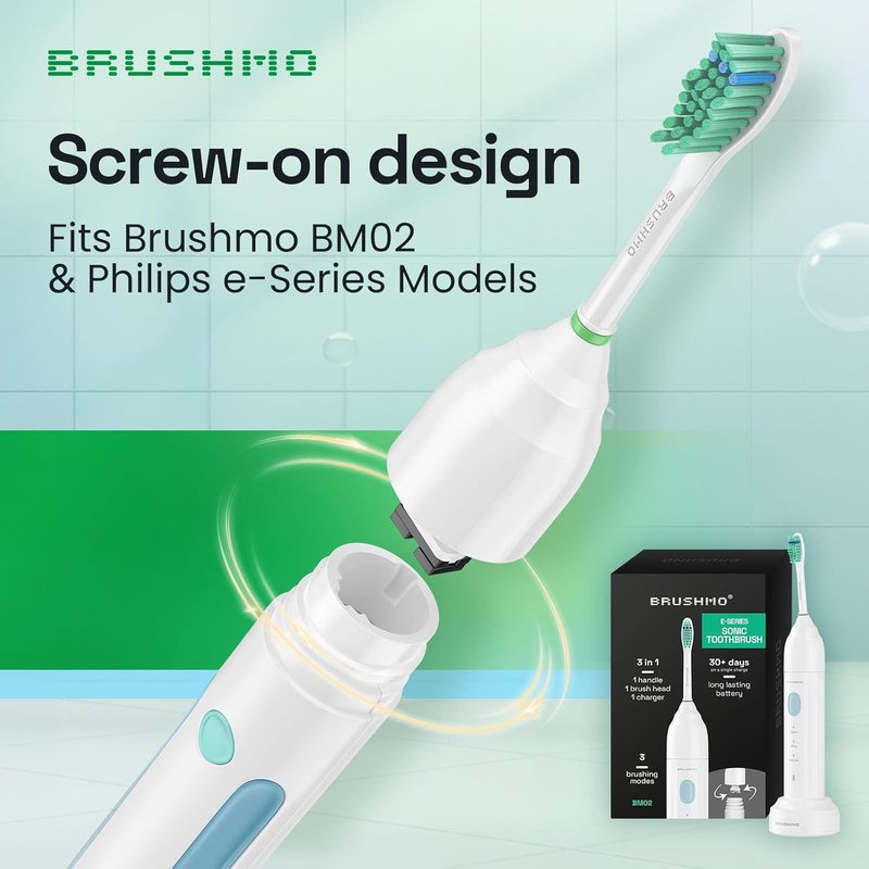 Brushmo Replacement Toothbrush Heads - Compatible with Philips Sonicare | 6 Medium Firm Dupont Bristles, White