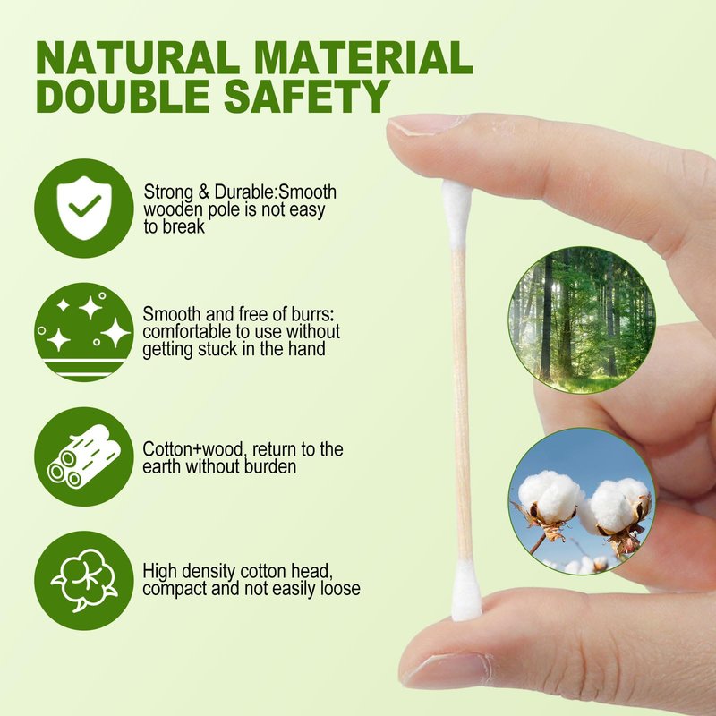 Cotton Swabs with Wooden Stick Double Round Buds,Cotton Swabs Bulk Travel Size Ear Swabs for Ears Makeup Household Cleaning Arts Crafts Pet Care (1 Count (Pack of 10000))