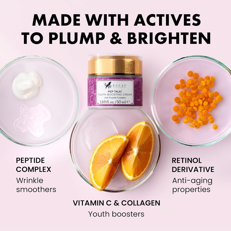 Eclat Skincare Anti-Aging Face Cream - Collagen Peptides & Hyaluronic Acid | 50 ml Moisturizer for Fine Lines & Wrinkles
