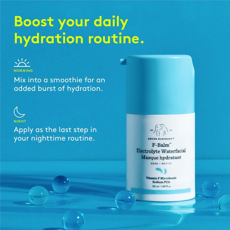 Drunk Elephant F-Balm Electrolyte Waterfacial - 50 ml/1.69 fl oz - Deeply Hydrating Overnight Face Mask - Clean Clinical Skincare - Cruelty-Free - Free of Essential Oils, Silicones, and Fragrance