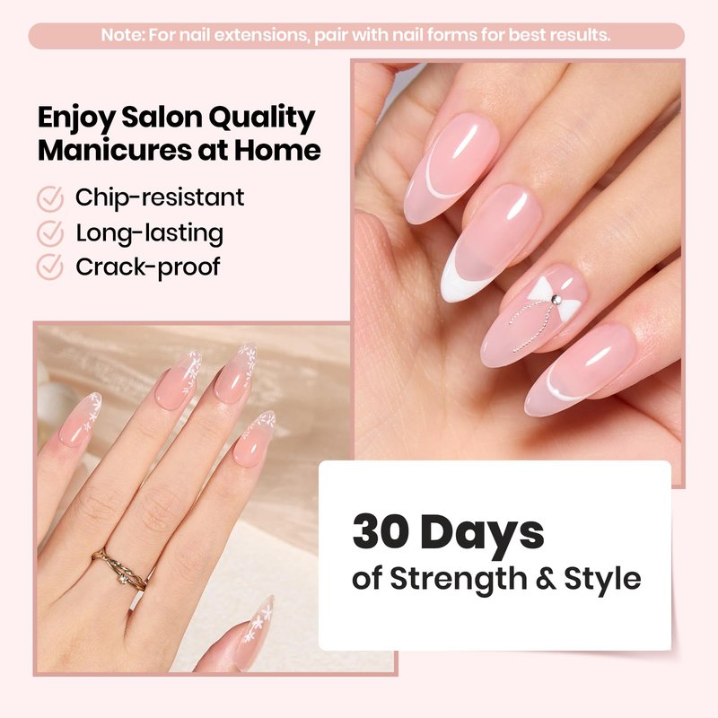 Beetles Builder Gel Set HEMA Free-Whispered Petals 4 Colors 8 in 1 Thickening Strengthening Building Instant Apex with Base&Top Coat Gel for Beginner DIY Salon at Home, UV & LED Nude