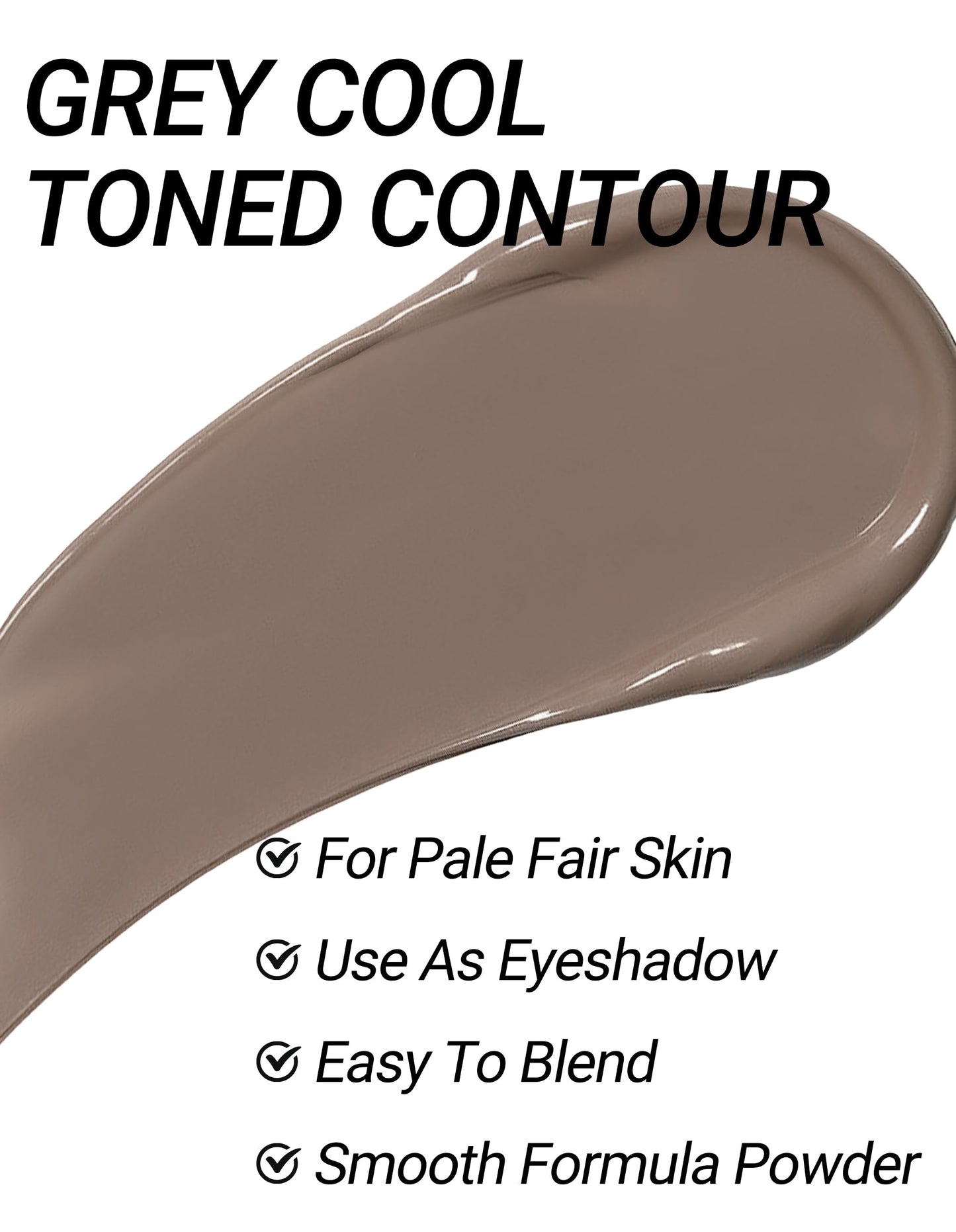 Erinde Cool Toned Liquid Contour Stick - Grey Brown Cream Contour Bronzer with Brush, Liquid Contouring Makeup for Fair Pale Skin, Lightweight Blendable Matte Sculpted Look, Vegan & Cruelty-Free
