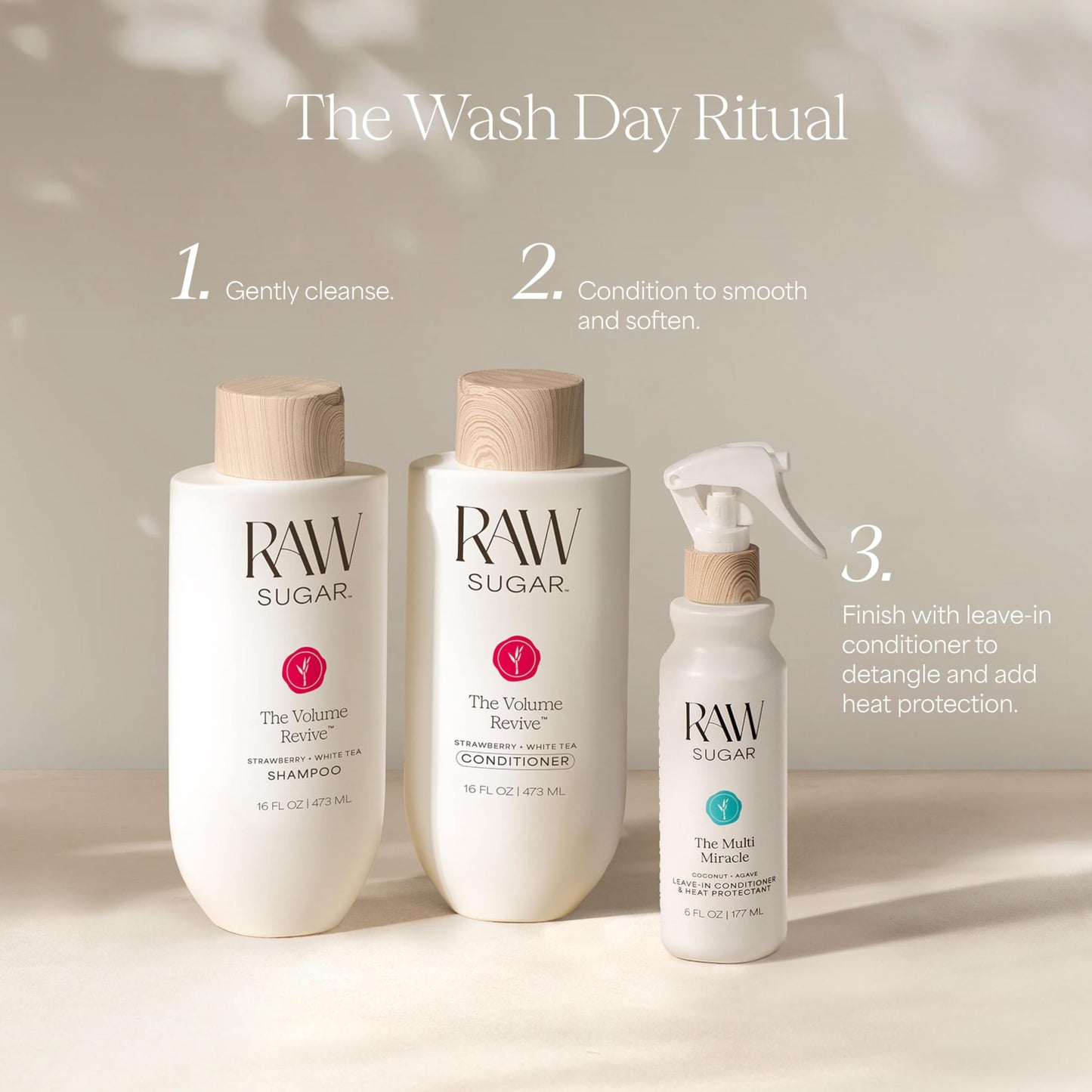 Raw Sugar Volume Revive Shampoo and Conditioner Set (18 Fl. Oz) + Not So Dry Shampoo, Formulated without SLS/SLES + Parabens, Cruelty Free & Vegan - 18 Fl. Oz.
