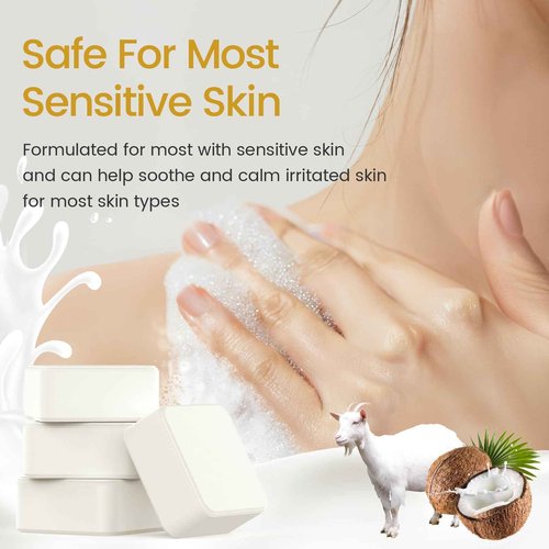 LOYATRO Goat Milk Soap Bar 4.8 oz (4 Bars) For Dry Sensitive Skin. Natural Soap For Women, Men, Kids & Baby. Great For Face & Body