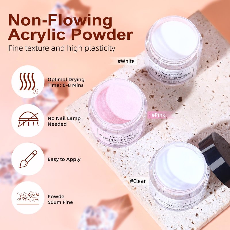 Acrylic Nail Kit for Beginners with Everything-Nail Kit Acrylic Set White Pink Clear Acrylic Powder Gel Polish Decorations for Home Salon