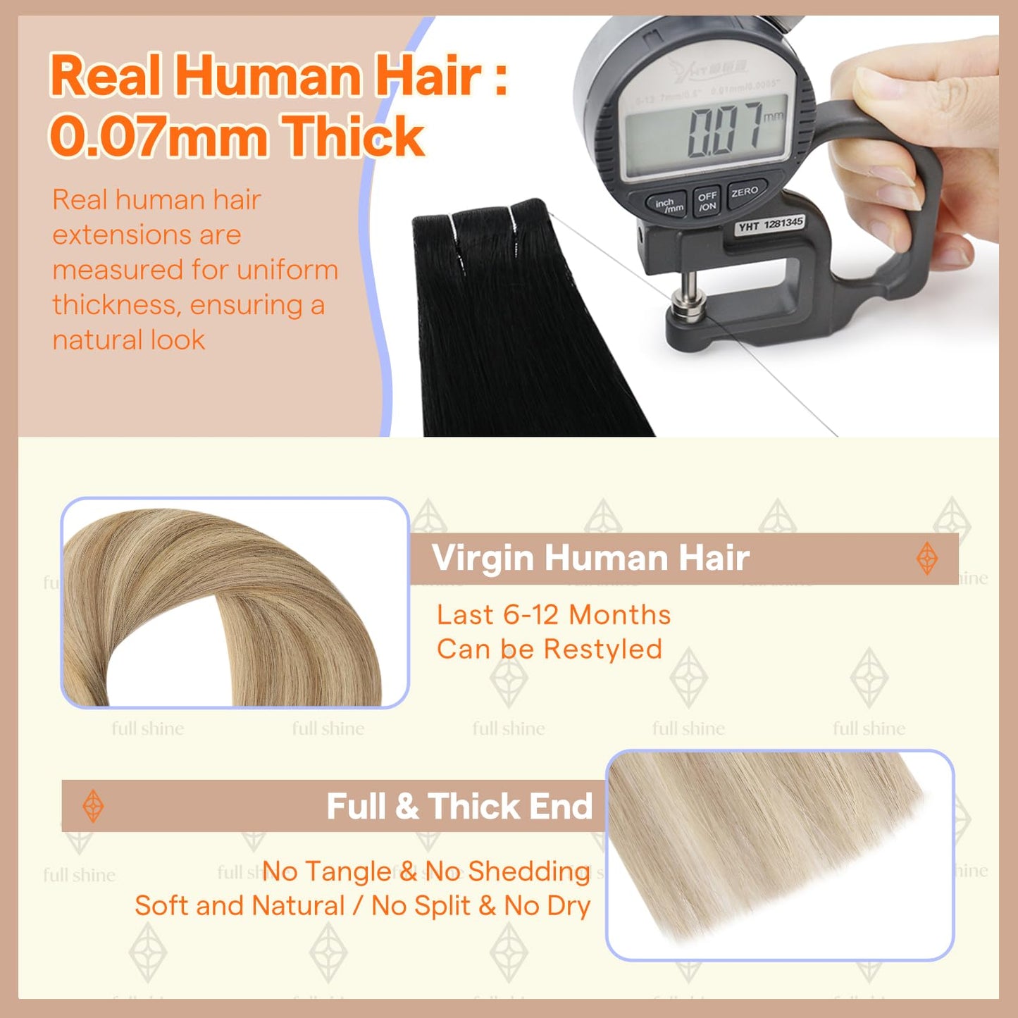 Full Shine Invisible Tape in Hair Extensions, 4/7/80 Balayage Chocolate Brown and Smoky Mushroom Brown, 14 Inch 20G 10 Pcs, Injected Tape ins with Intact Cuticles, Virgin Human Hair, Seamless Blend