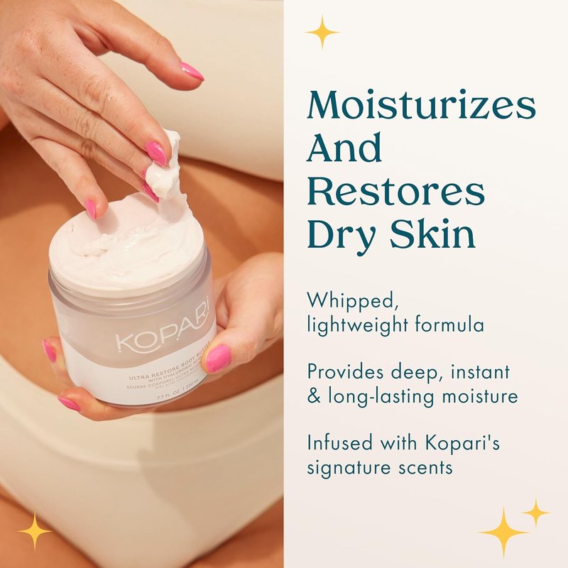 Kopari Ultra Restore Body Butter - Whipped Formula with Hyaluronic Acid & Mango Seed Butter | 7.7 oz Coconut Moisturizer
