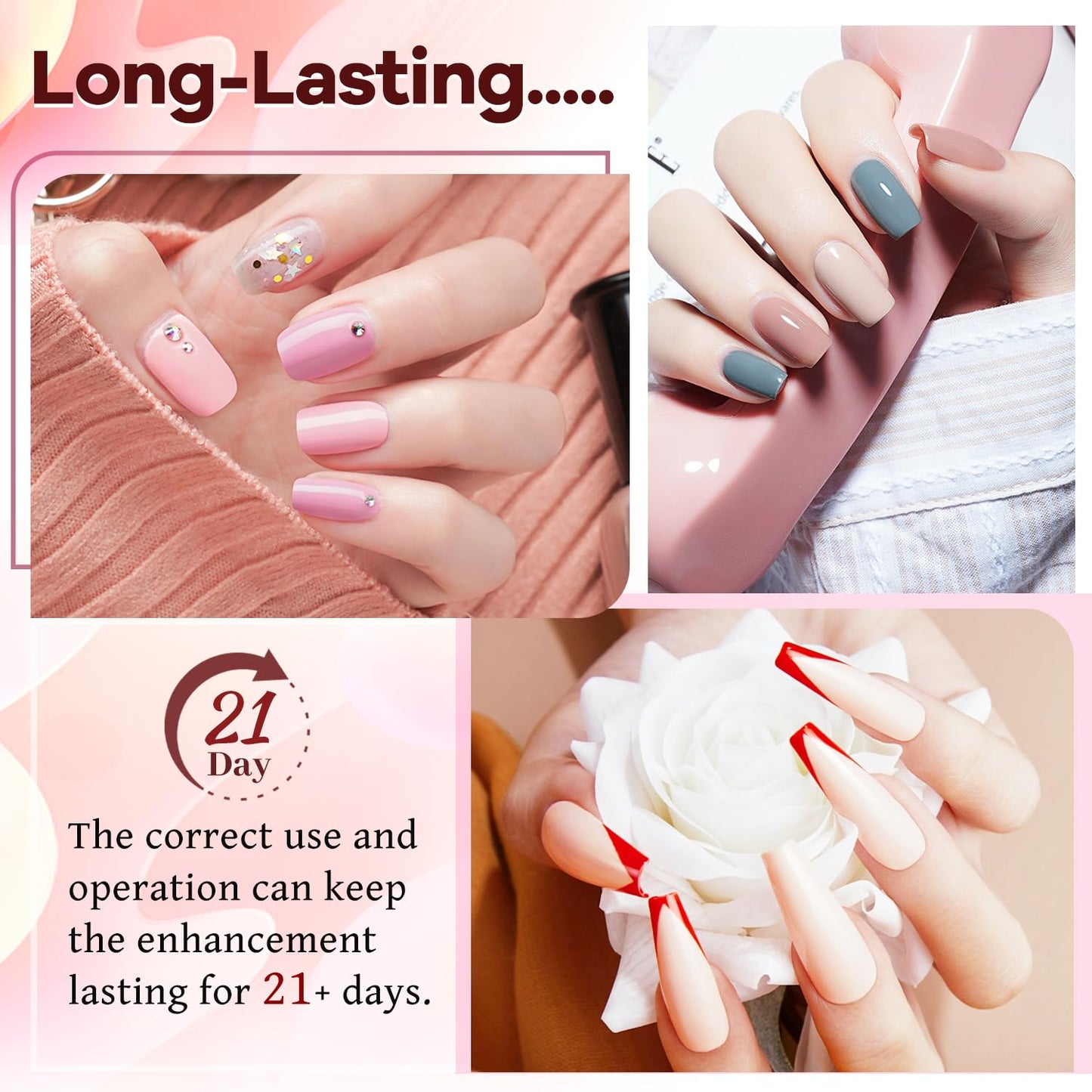 JODSONE Gel Nail Set 20+3 Colors High Shine Gorgeous Gel Polish Base Top Matte Coat Nice Gifts Show Charm