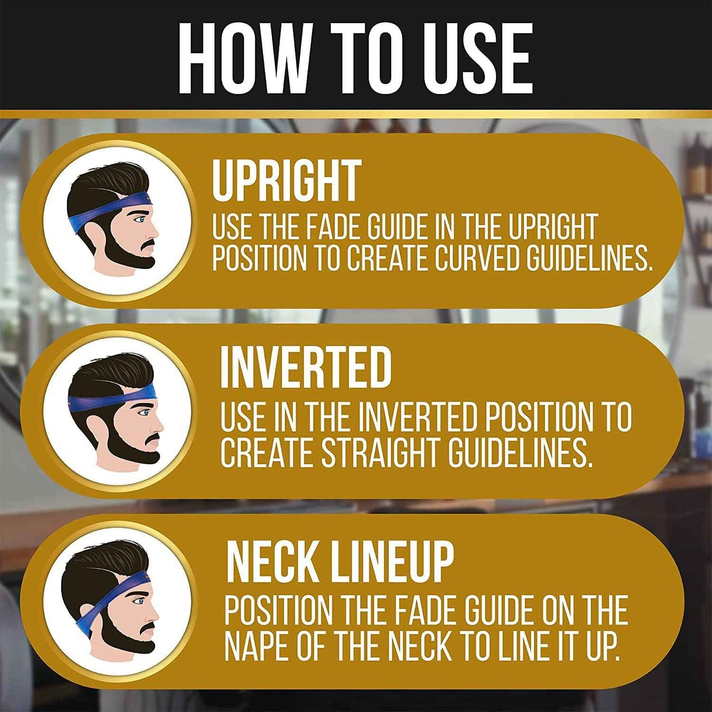 Fade Guide Headband & Neckline Shaving Template | Curved Silicone Hair Cutting Tool for DIY Men’s Haircut | Grooming Kit & Self Haircut Trimming Guide for Clippers