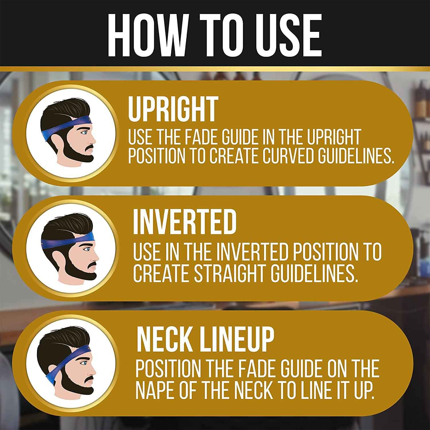Fade Guide Headband & Neckline Shaving Template | Curved Silicone Hair Cutting Tool for DIY Men’s Haircut | Grooming Kit & Self Haircut Trimming Guide for Clippers