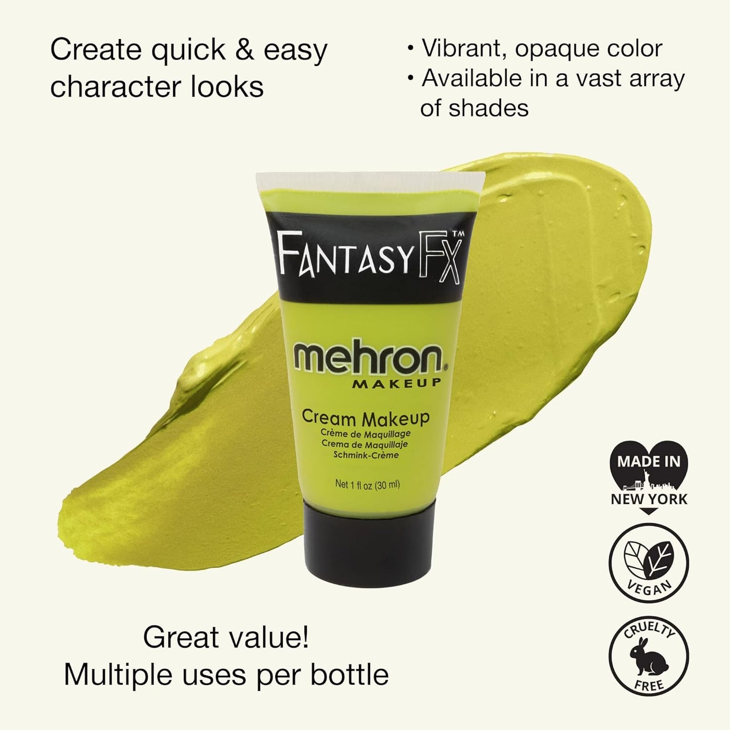 **Mehron Makeup Fantasy FX Cream - Ogre Green Face & Body Paint for Halloween | 1 fl oz (30ml)**