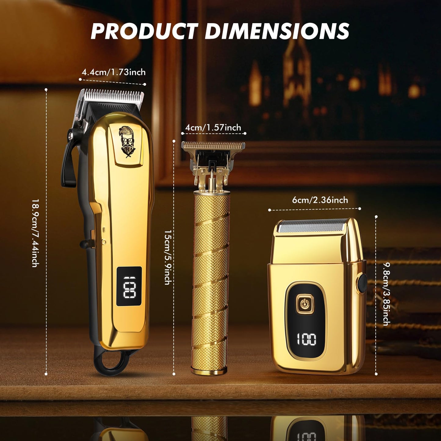 Justnard Hair Clippers for Men, Beard Trimmer and Electric Shaver Set, Professional Rechargeable Cordless Barber Hair Cutting Tools Grooming Kit