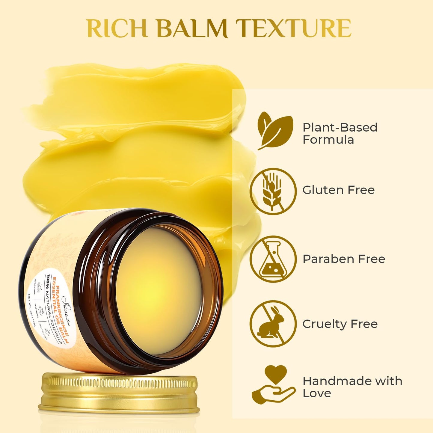 FeeMeFee Frankincense Balm 4oz, Frankincense Essential Oil with Myrrh for Soothing Relief, Muscle Relaxation, Boswellia Serrata, Olive Oil, Vitamin E, Moisturizer for Dry, Cracked Skin