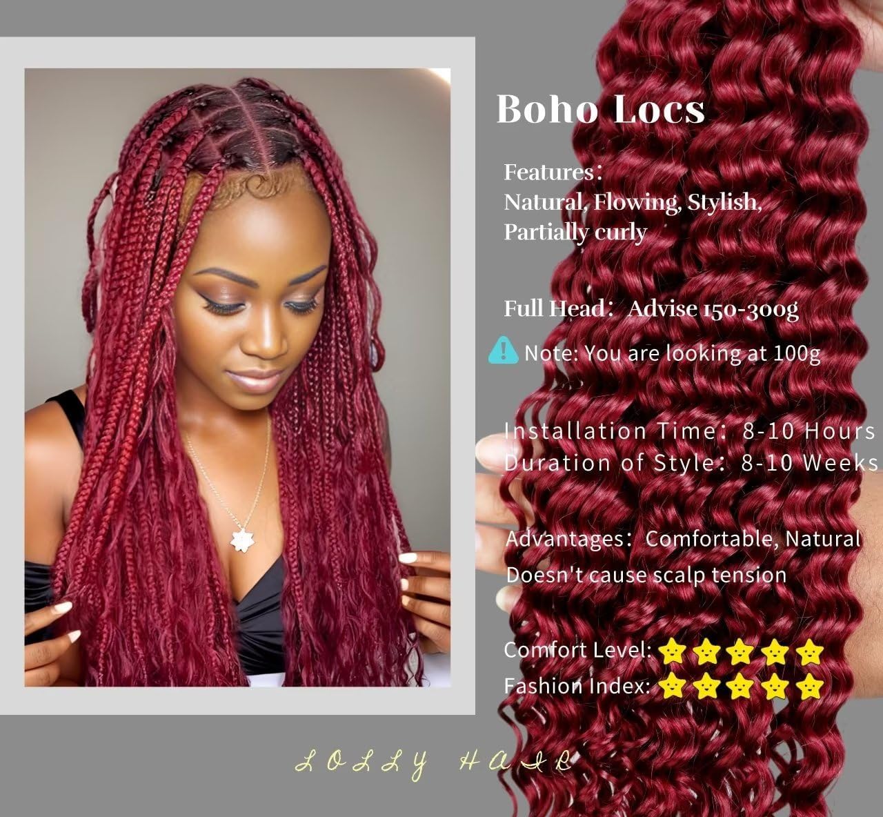 Xddnamei Curly Burgundy Human Braiding Hair 2 Bundles Total 100g 22 Inch 99J Burgundy Braiding Human Hair Brazilian Virgin Hair Bundles for Boho Braids