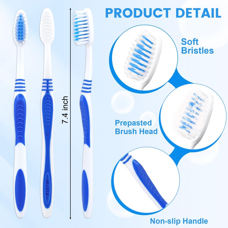 SLequipo 200 Prepasted Disposable Toothbrushes Individually Wrapped Pre Pasted Toothbrushes Soft Bristle Travel Tooth Brush Single Use Wrapped for Hotel, Camping, Travel and Gift for The Homeless
