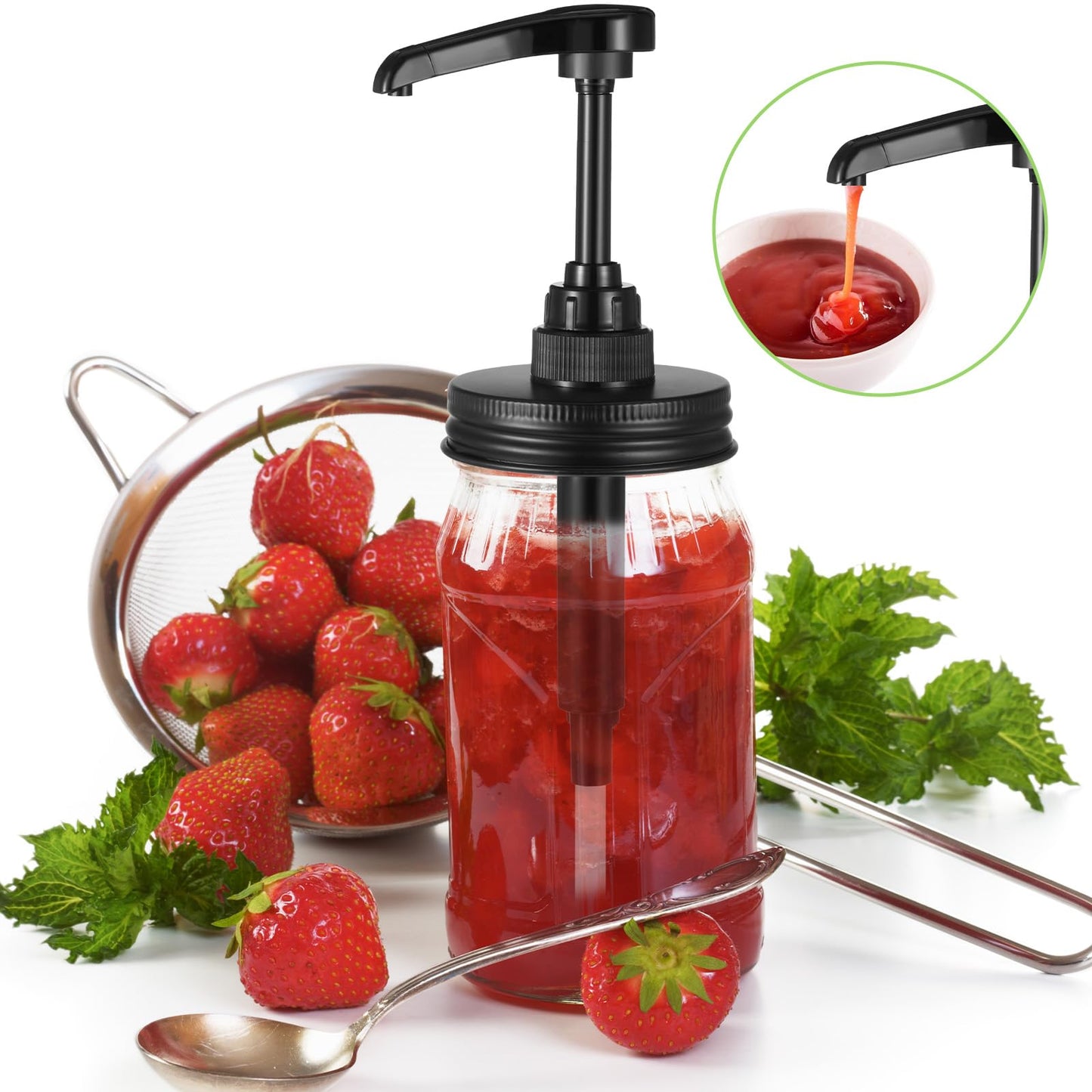 6 Packs Mason Jar Pump Lid for Regular Mouth Jars, Leak-Proof 2.8 Inch Mason Jar Soap Dispenser Pump Lid for Honey, Syrup, Liquid Condiments, Ketchup, Coffee and More